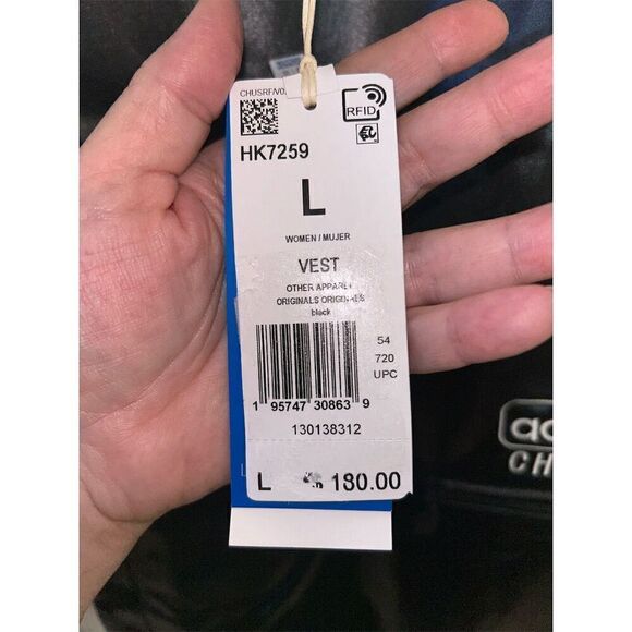 Adidas Women's Blue Version Chile 62 Vest Black Size Large Snap-Button F… - Picture 2 of 10